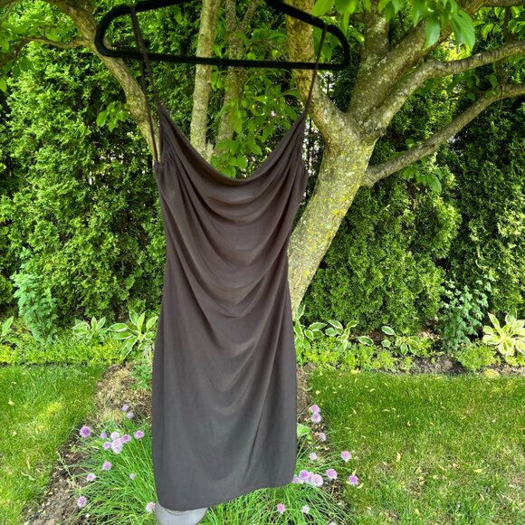 Dresses & Skirts - Black Cowl Neck Mini Dress – Open Strappy Back